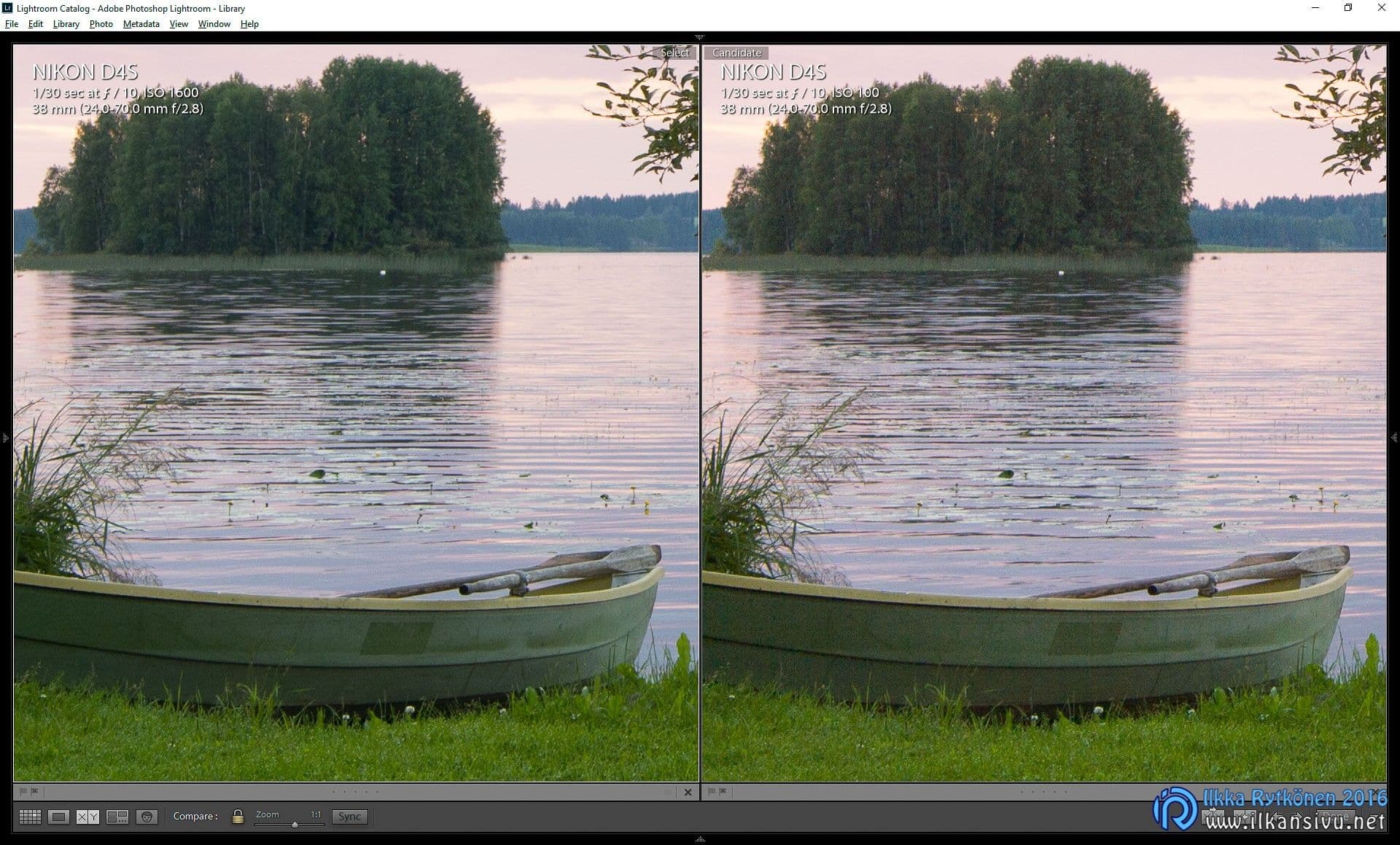 ISO 100 +4EV vs. ISO 1600