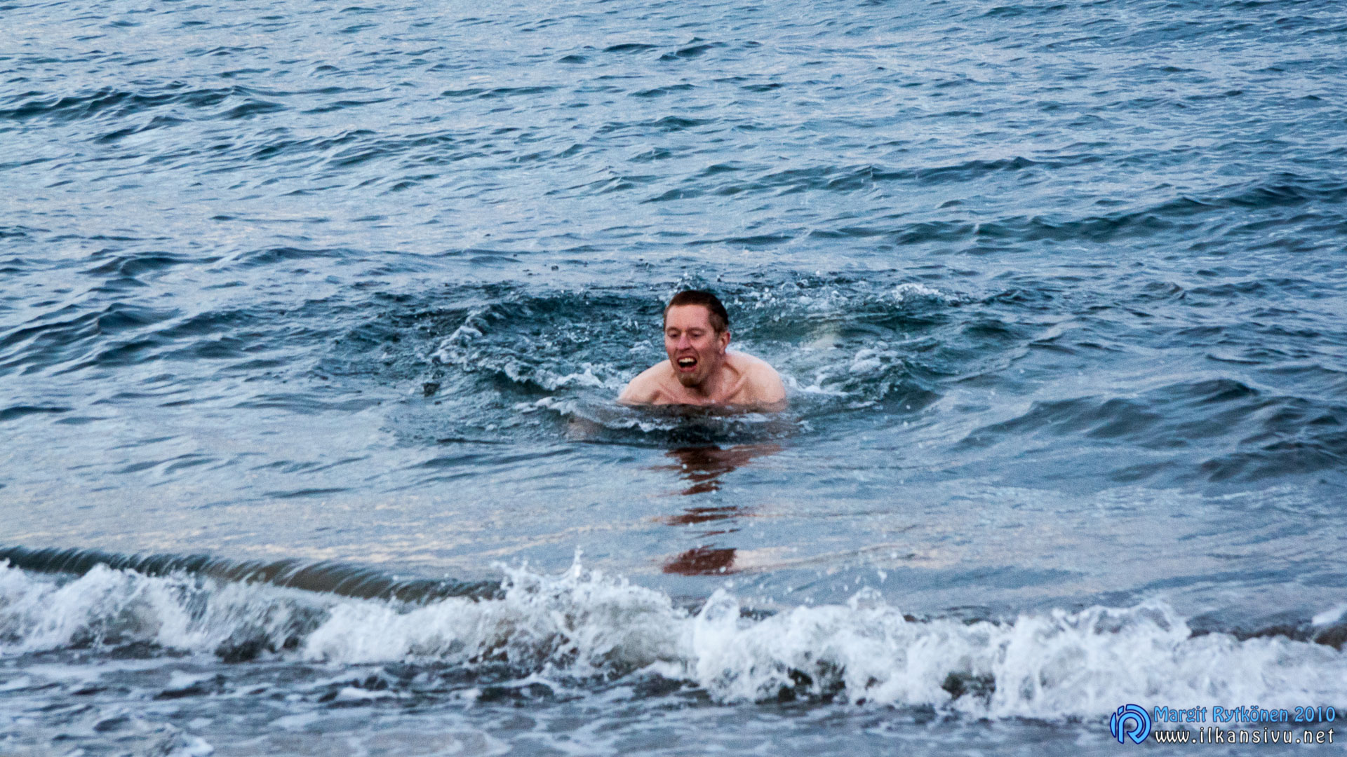 Uimassa pistävän kylmässä Jäämeressä